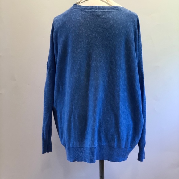 Eileen Fisher linen blend bright blue pullover top - Picture 5 of 8
